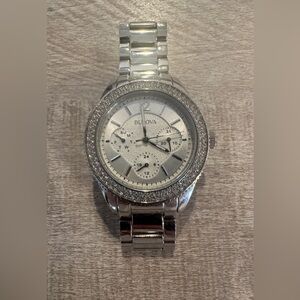 Bulova Women's Silver Watch with Crystal Accents